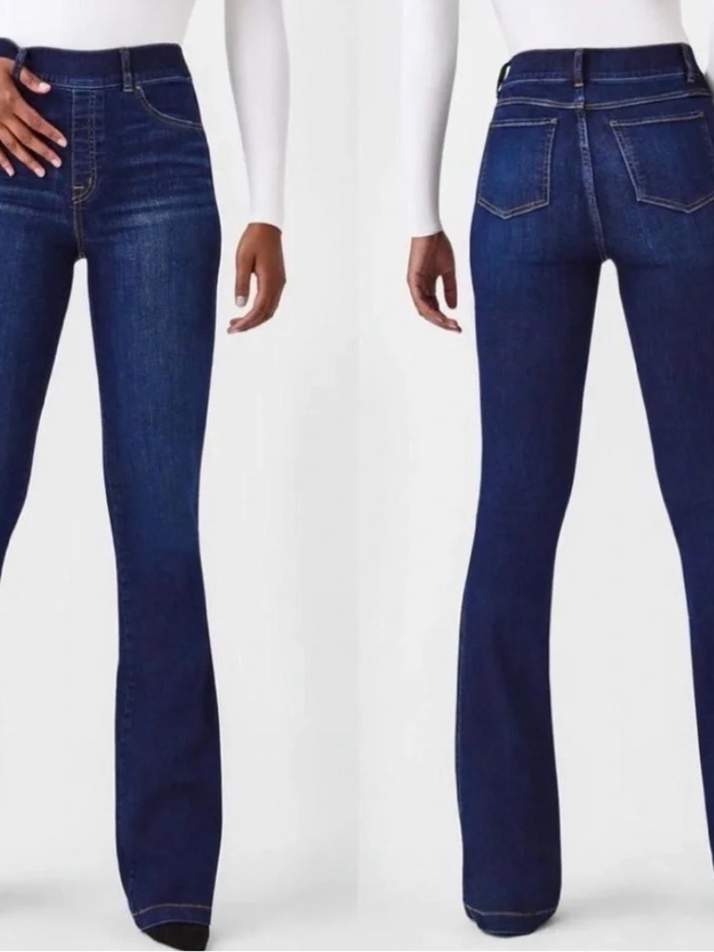SPANX Dark Blue High-Rise Flare Jeans